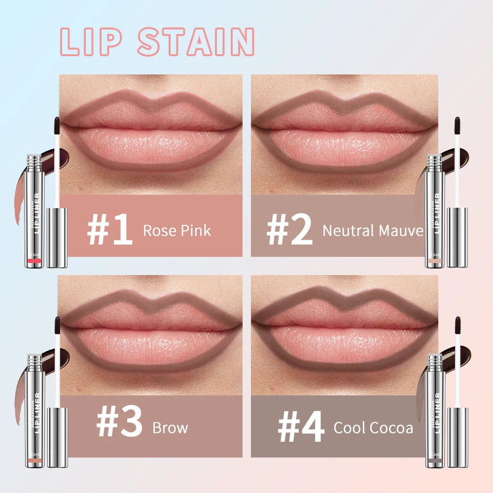4 Colors Peel off Lip Liner Waterproof Transfer-Proof Lipstic Tattoo Waterproof Long Lasting Matte Velvet Lip Tint Sexy Red Cont