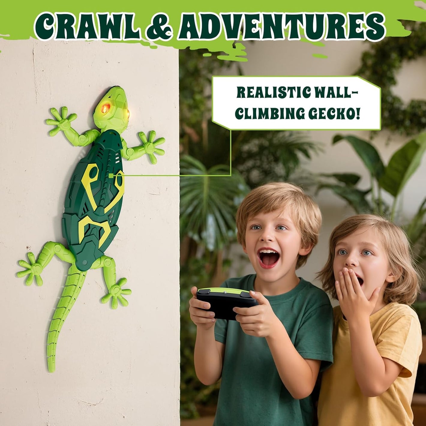 Wall Crawler Gecko, Remote Control Robot Toys, Rechargeable RC Animals Toy, Realistic Wall Crawling Halloween Birthday Gifts for Boys Girls Ages 4-8 6-8