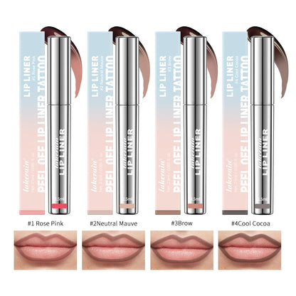4 Colors Peel off Lip Liner Waterproof Transfer-Proof Lipstic Tattoo Waterproof Long Lasting Matte Velvet Lip Tint Sexy Red Cont