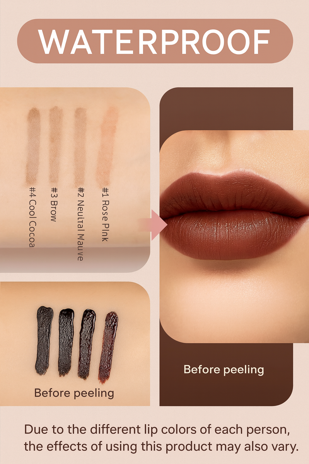 4 Colors Peel off Lip Liner Waterproof Transfer-Proof Lipstic Tattoo Waterproof Long Lasting Matte Velvet Lip Tint Sexy Red Cont